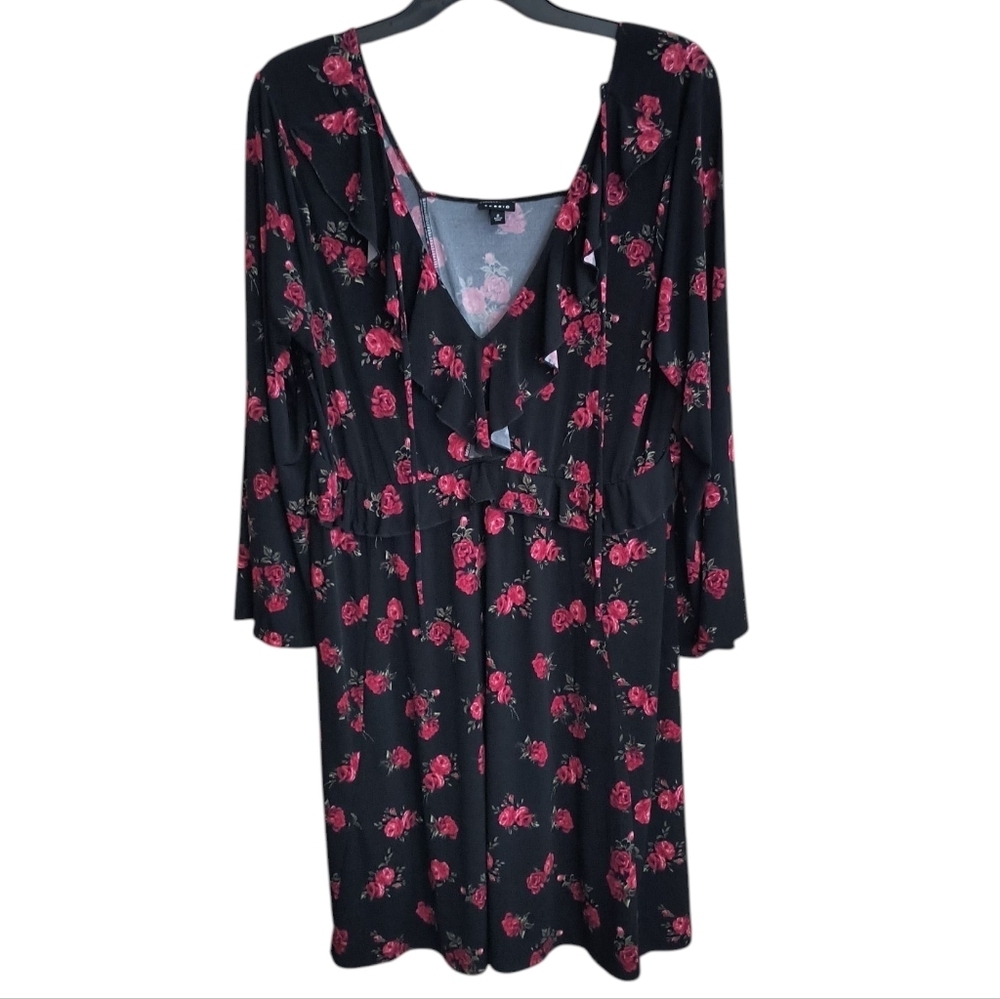 Torrid Black Floral Jersey Knit Skater Dress Size 2X